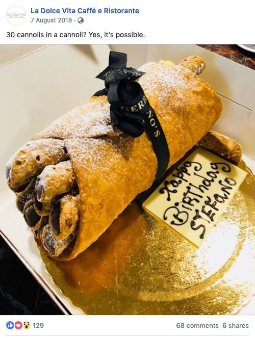 hospitality marketing La-dolce-vita-milton-cannoli